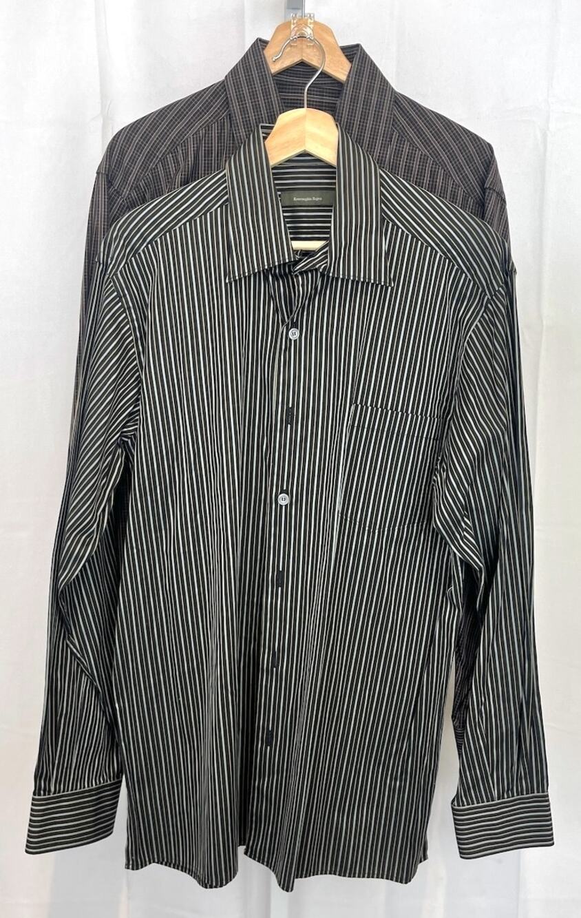 ERMENEGILDO ZEGNA Lot of 2 Long Sleeve Button Down Shirts Cotton Size L